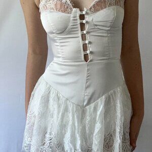 White lace corset mini-dress